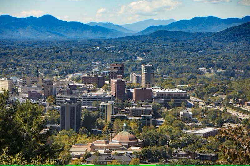 Aerial view of Asheville North Carolina