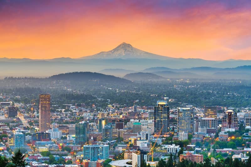 RHB Assets From IGX: Portland, Oregon skyline with waterfront park.