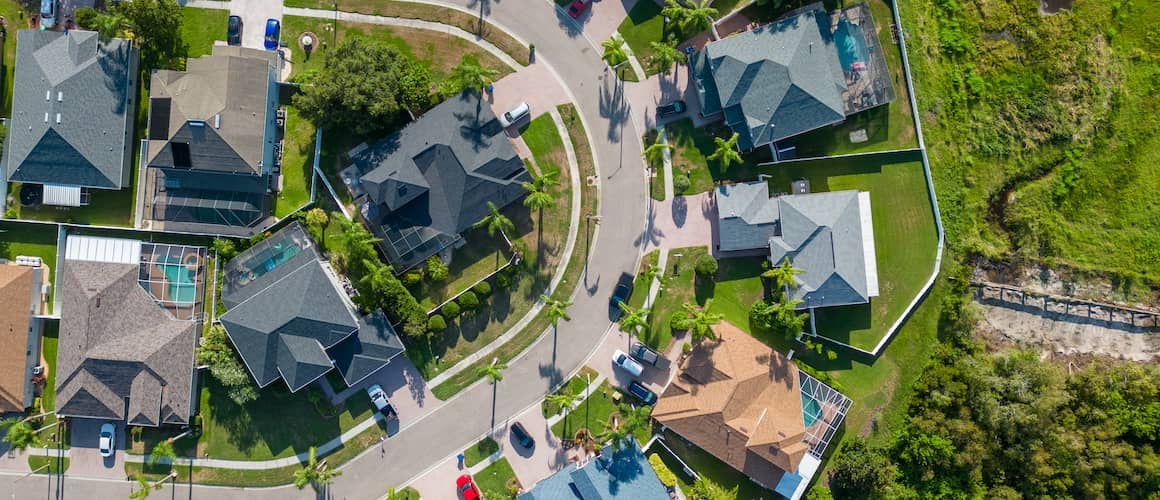 Aerial Drone Photo of Suburban Florida Neighborhood