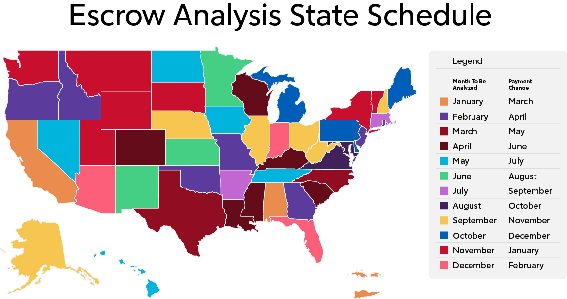 Infographic showing when escrow is analyzed state by state.