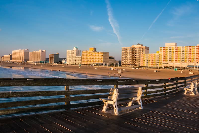 RHB Assets From IGX: A serene view of the Virginia Beach boardwalk and oceanfront fishing pier.
