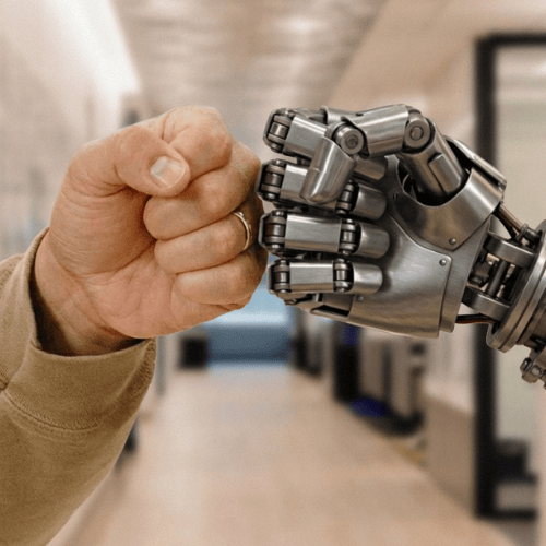 A human-robot fist bump.