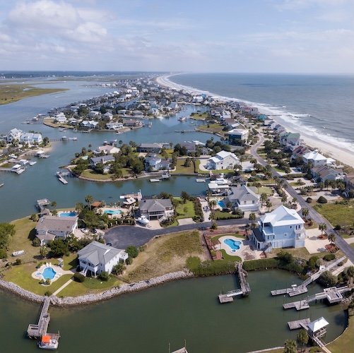 Aerial view of Myrtle Beach region of South Carolina.