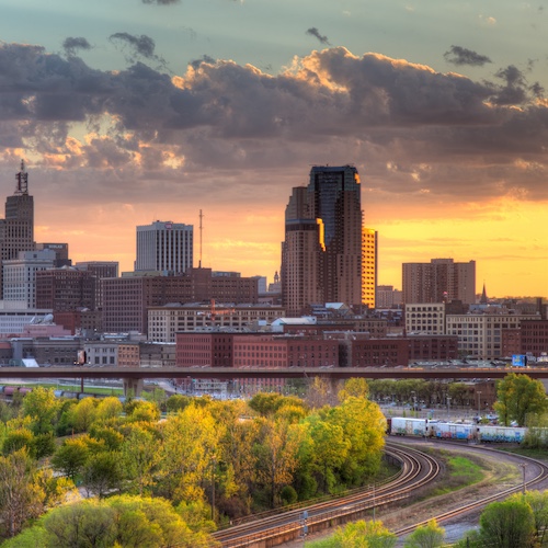 Saint Paul Minnesota skyline.