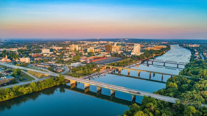 Aerial image of Augusta, Georgia.