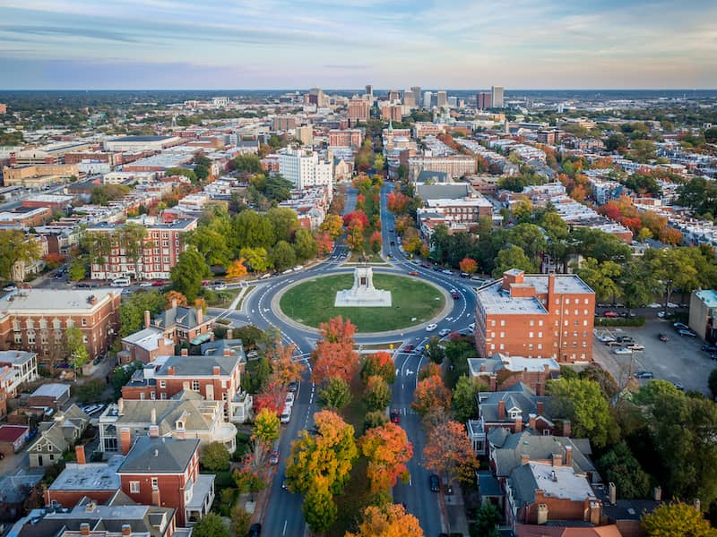 RHB Assets From IGX: Monument Avenue in Richmond, Virginia, featuring historic homes and a tree-lined street.