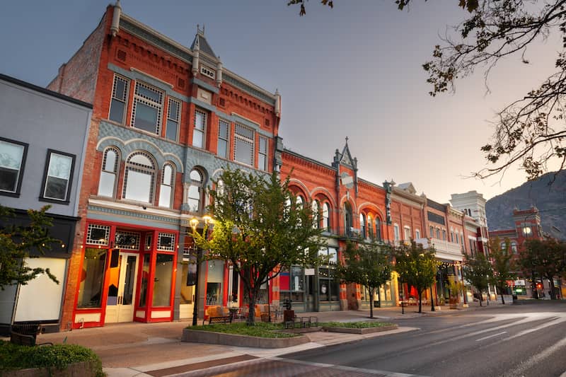 Close-up of main street in provo, Utah.