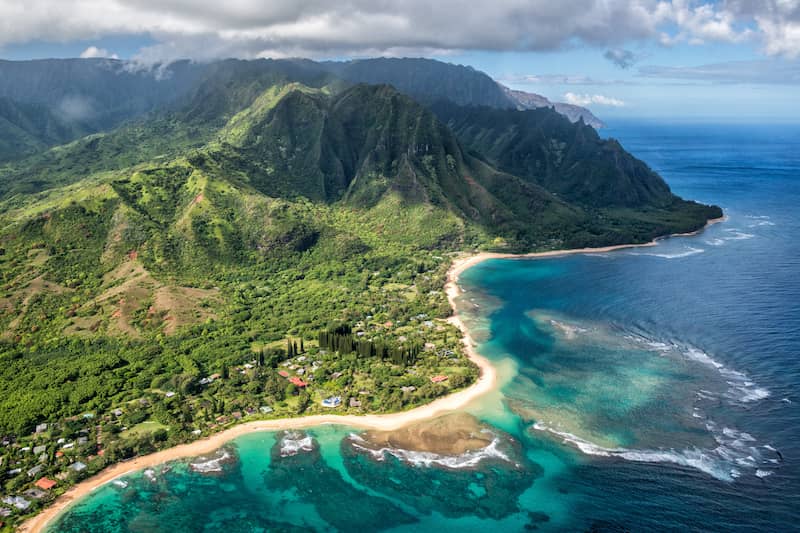 Aerial view of Kauai Napali coastline.