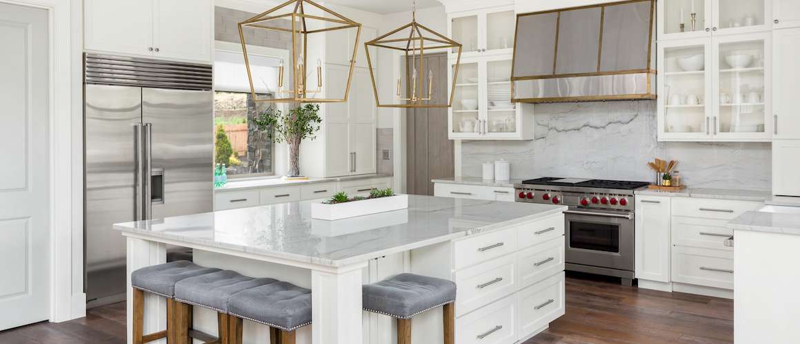 Kitchen appliances in a modern kitchen setting, highlighting various appliances.