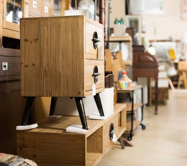 Used furniture inside a store.