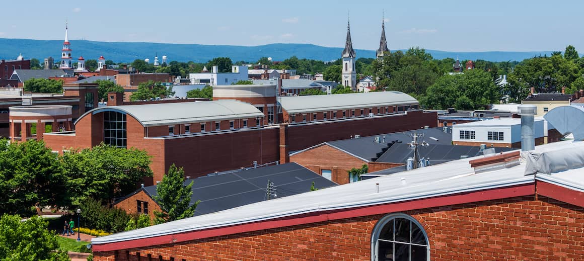 RHB Assets From IGX: Aerial view of downtown Frederick, Maryland.