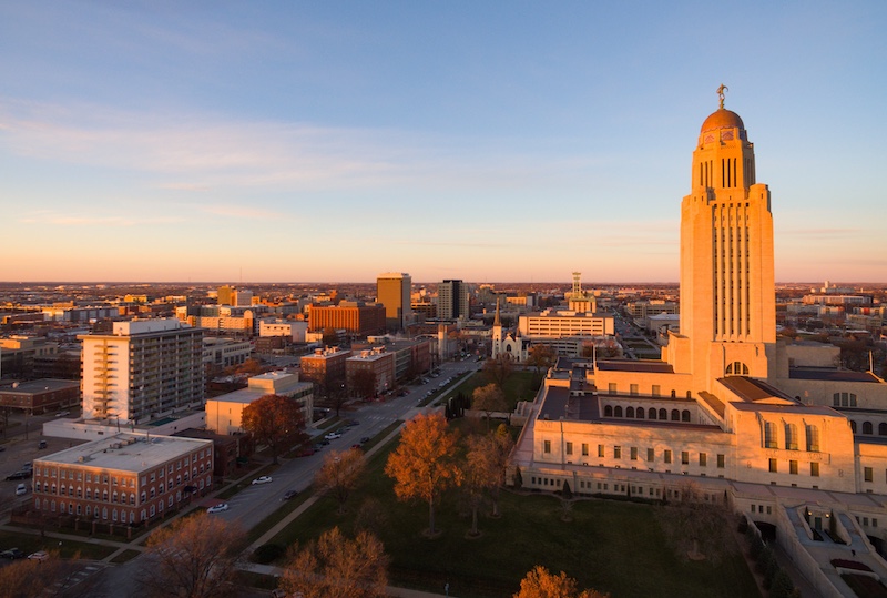 Skyline of Lincoln, Nebraska.