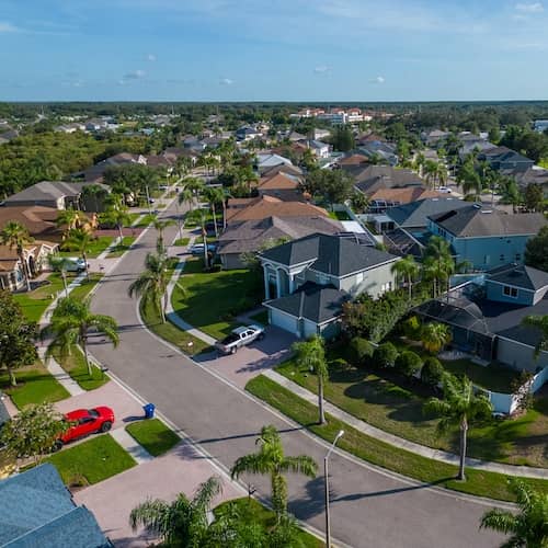 Florida suburb on a clear, sunny day.