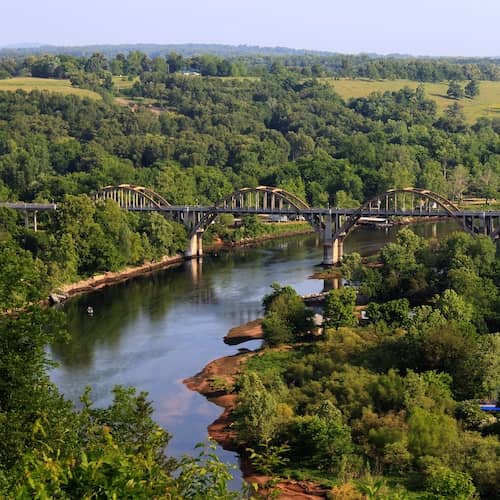 View of the Rainbow Bridge in Cotter, Arkansas.