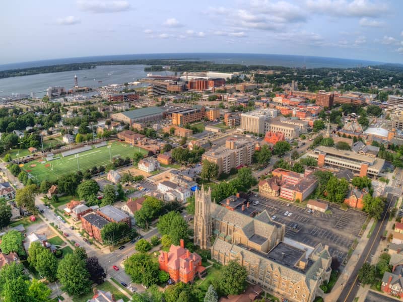 Aerial view of Erie, Pennsylvania.