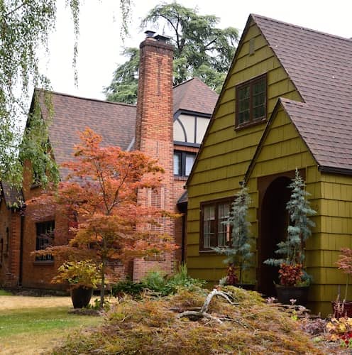 Home surrounded by forest.