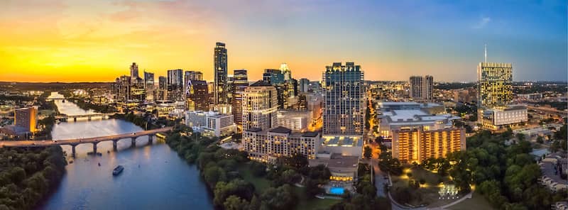 RHB Assets From IGX: Austin, Texas skyline with iconic buildings and a clear sky.