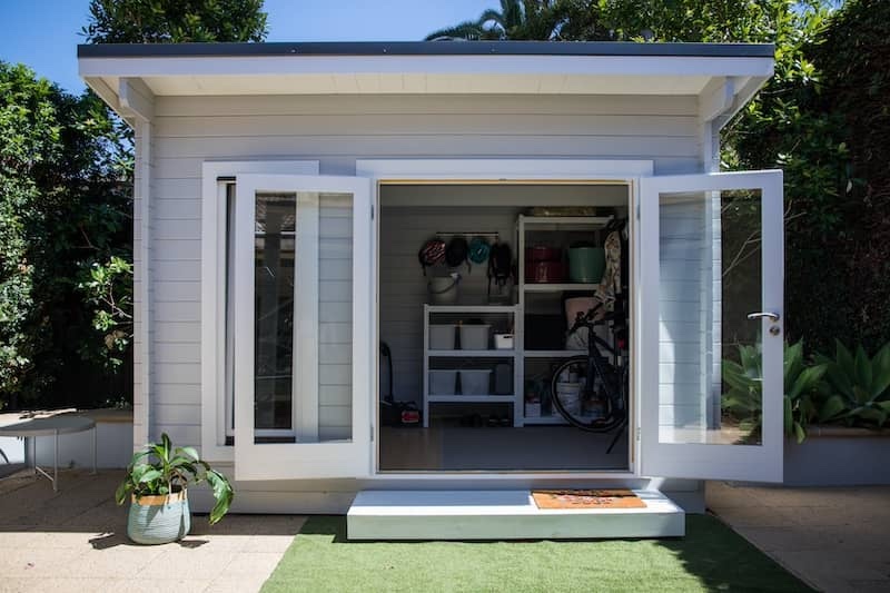 Modern Hampton white grey backyard storage