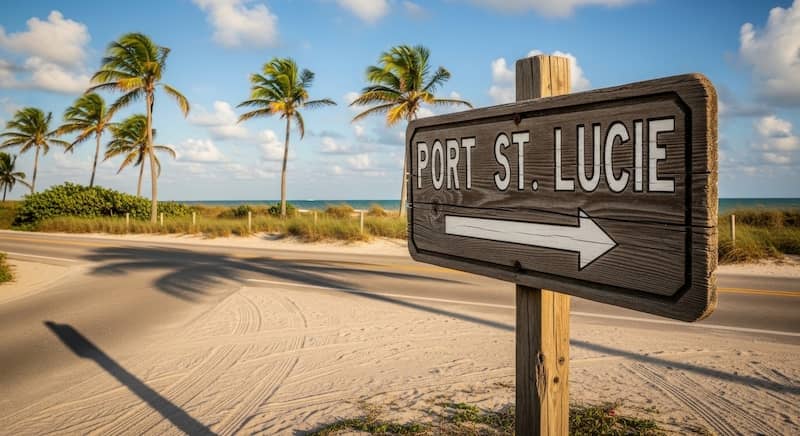 A Port St. Lucie road sign along the coastal highway.