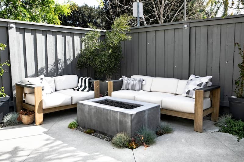 Outdoor living room with sofa and loveseat