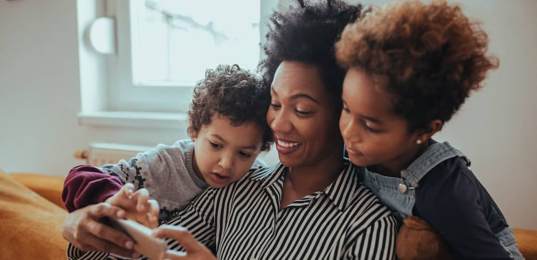 Mother with her two kids.