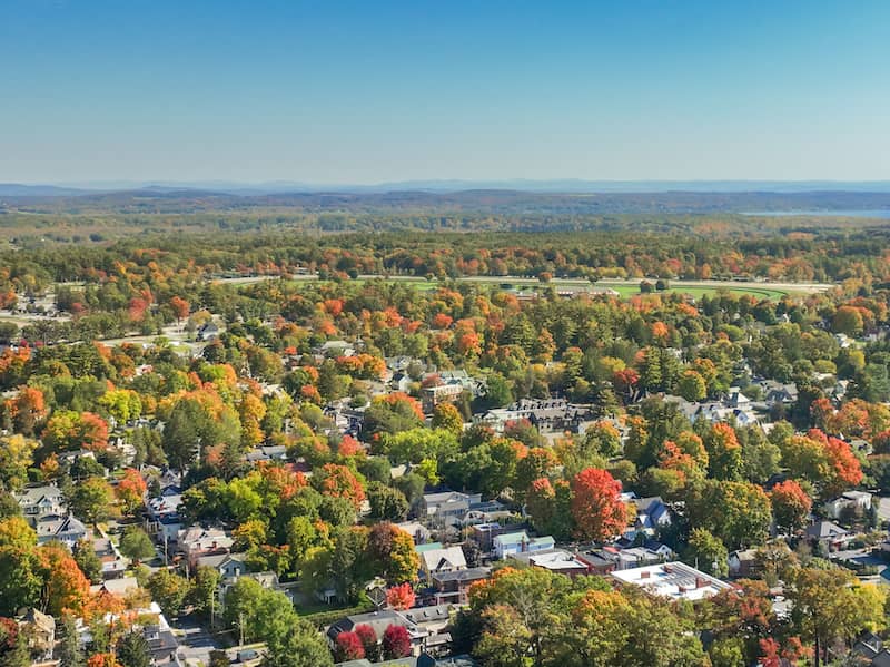 Aerial view of Saratoga Springs.