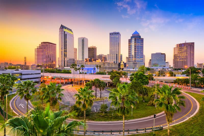 RHB Assets From IGX: Tampa, Florida skyline reflecting on the water at dusk.