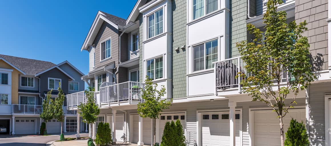 Angled photo of a condo subdivision.