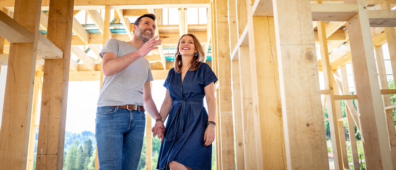 Couple make their dreams of building their own home come true visiting house under construction