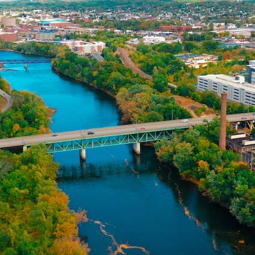 RHB Assets From IGX: Aerial view of Manchester, New Hampshire.