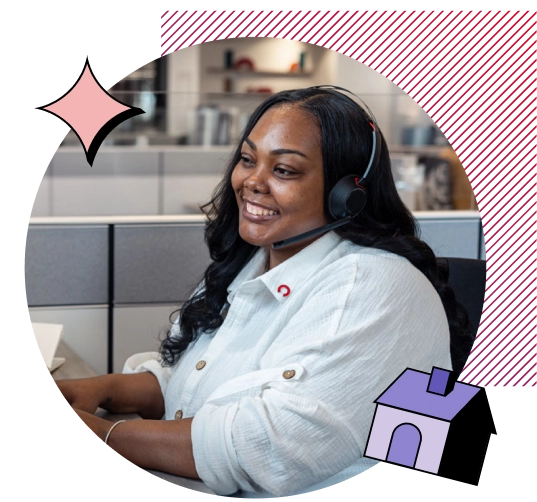 Rocket Mortgage Home Loan Experts, like this smiling Black woman wearing a headset, are dedicated to helping you get the home financing you need.