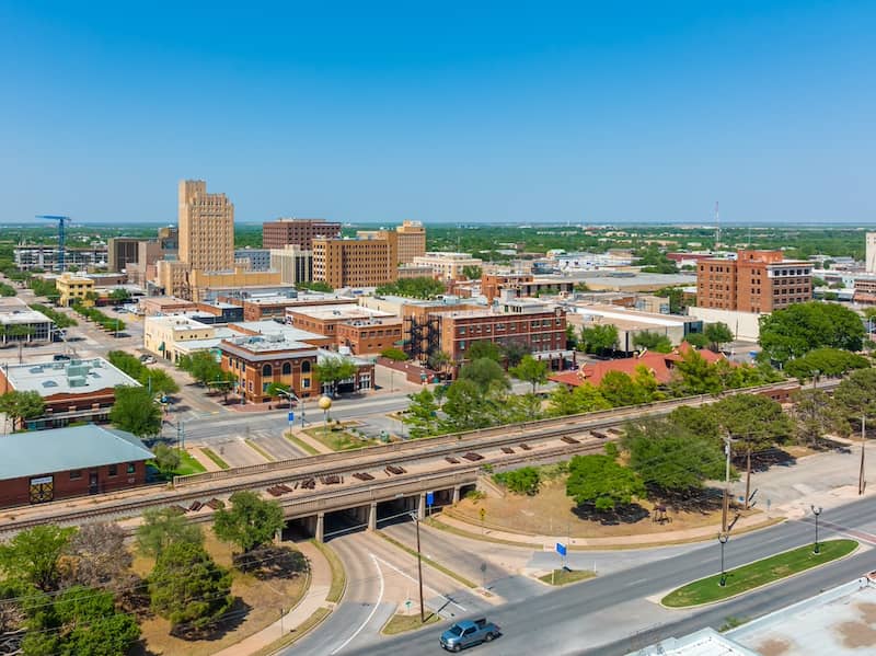 Aerial view of downtown Abilene, Texas.