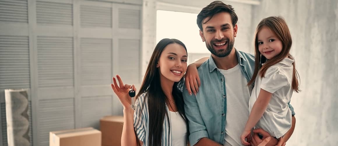 Family moving into new home with young child.