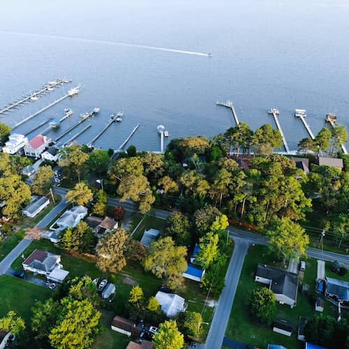 Waterfront homes in Delaware.
