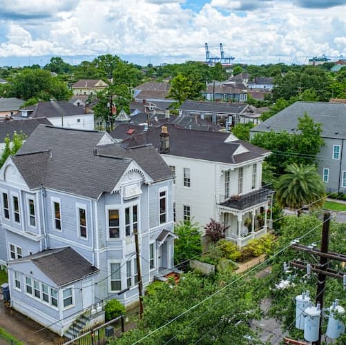 Aerial view of historial home in Mississippi.