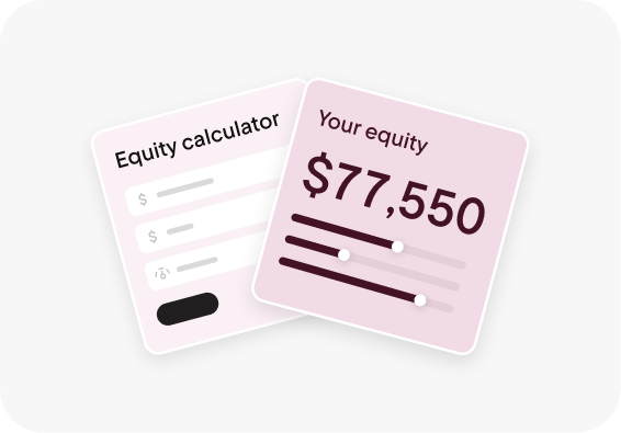 Equity calculator card showing estimated home equity value