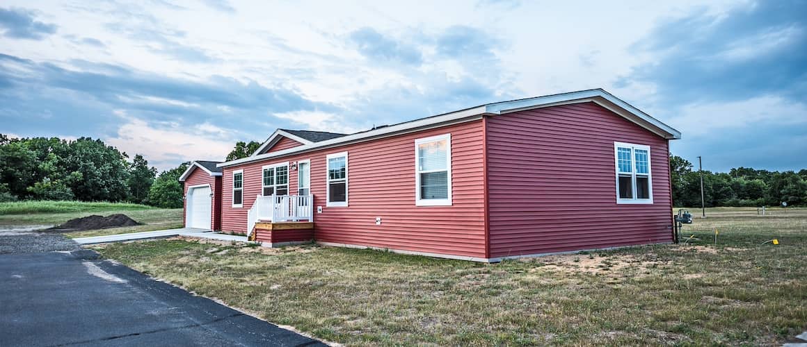 Red Vinyl Siding on New Manufactured Home