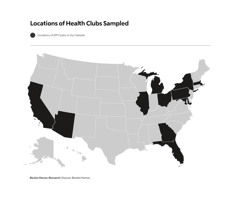 RHB Assets From IGX: A map showing locations of health clubs.