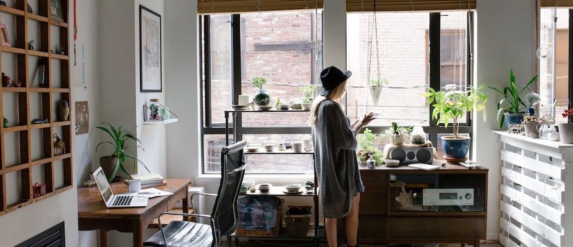 Interior of a hipster room, displaying modern decor and design elements.