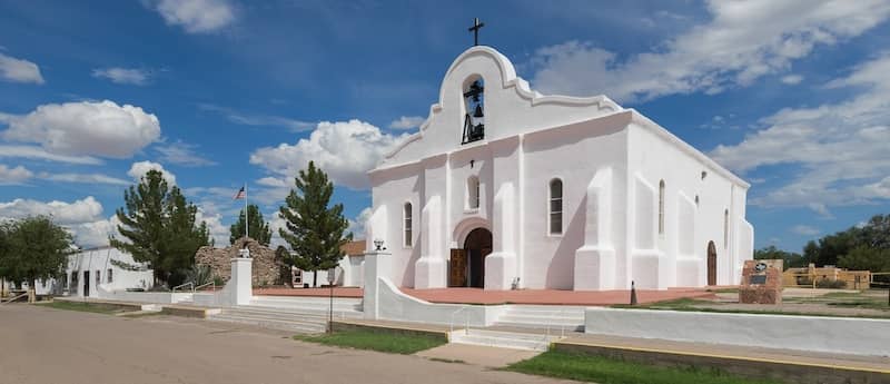 Exterior of the San Elizario Presidio Chapel mission in San Elizario, Texas