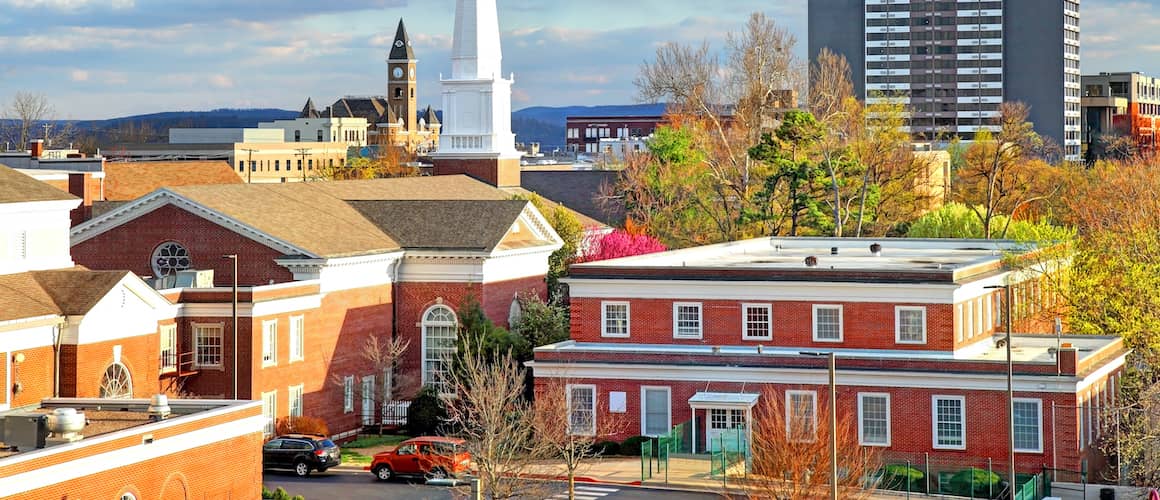 RHB Assets From IGX: Red brick buildings in Fayetteville, Arkansas