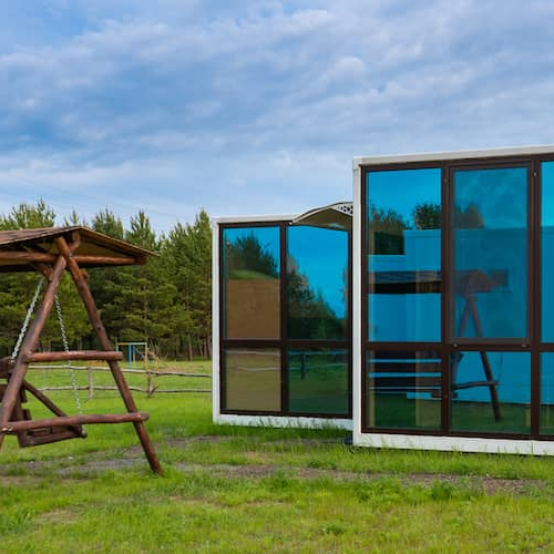 Prefabricated home, potentially showcasing a modern manufactured or pre-built house.