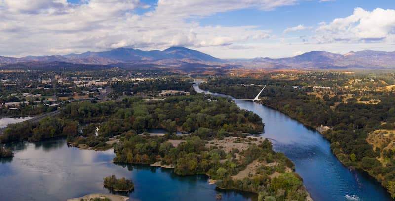 Aerial View Sacramento River Redding California Bully Choop Mountain