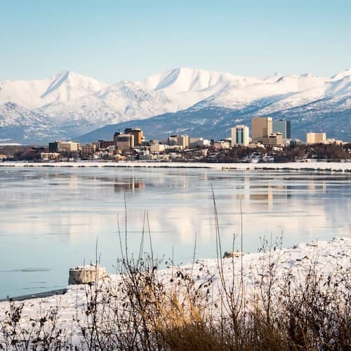 Knik Arm, Alaska during the winter.