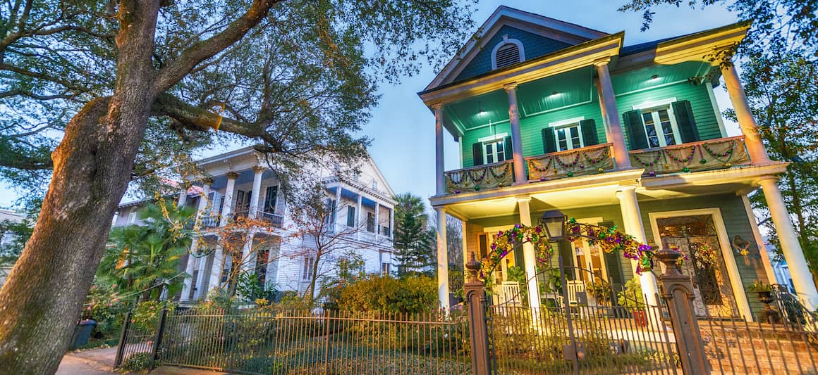 RHB Assets From IGX: Beautiful Louisiana neighborhood with tree-lined streets and sidewalks.