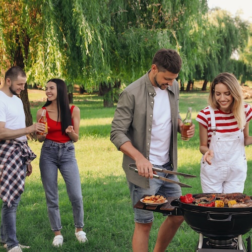 Friends at a barbecue.
