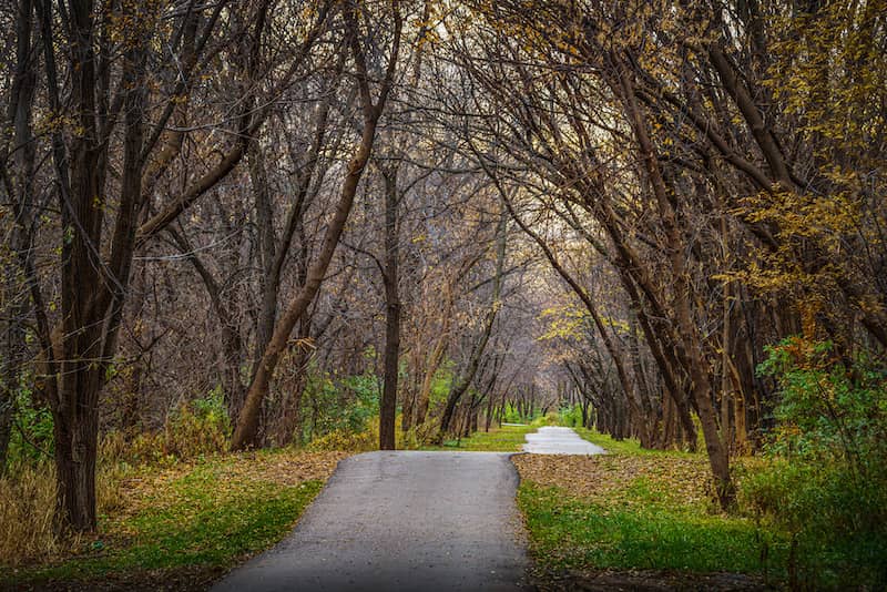 RHB Assets From IGX: Greenbelt Trail in Clive, Iowa surrounded by trees