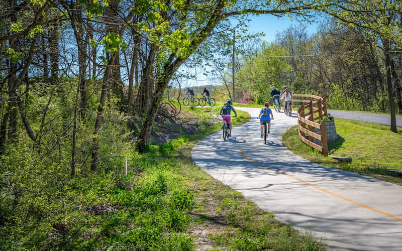 People on bike trail in Bella Vista, Arkansas.