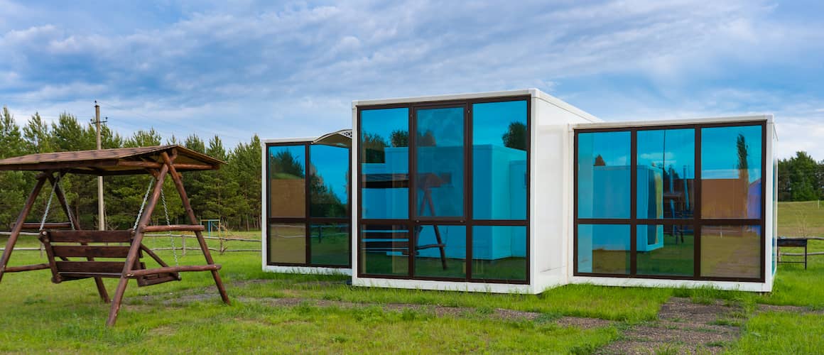 Prefabricated home, potentially showcasing a modern manufactured or pre-built house.