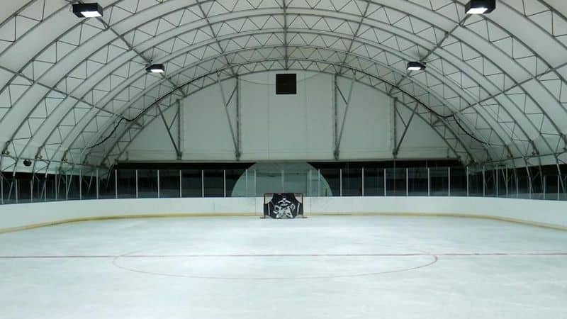 The interior of the rink house.